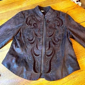 Reba Brown Faux Leather Western Detailed Jacket
